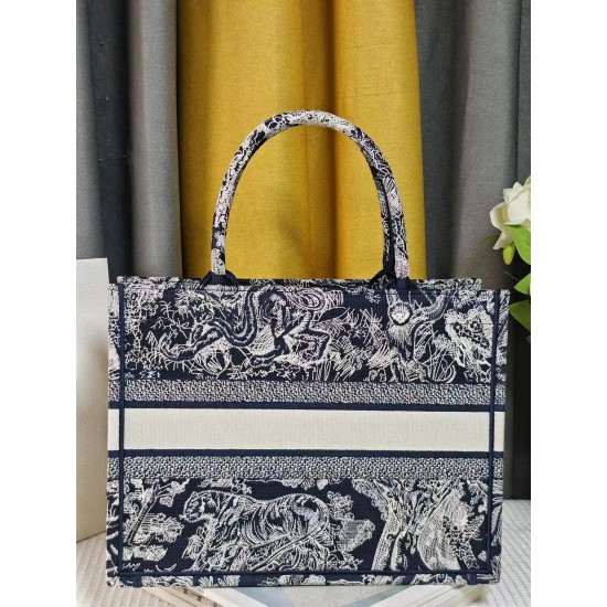 Dior Book Tote Blue and Ecru Toile de Jouy Reverse Embroidery Medium 