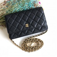 Chanel Caviar Quilted Wallet on Chain WOC Black