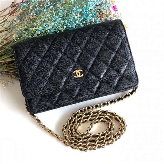 Chanel Caviar Quilted Wallet on Chain WOC Black