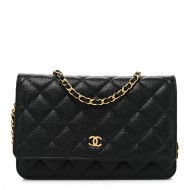 Chanel Caviar Quilted Wallet on Chain WOC Black