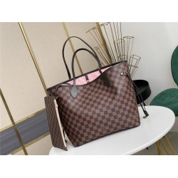 Louis Vuitton Damier Ebene Neo Neverfull MM Rose Ballerine